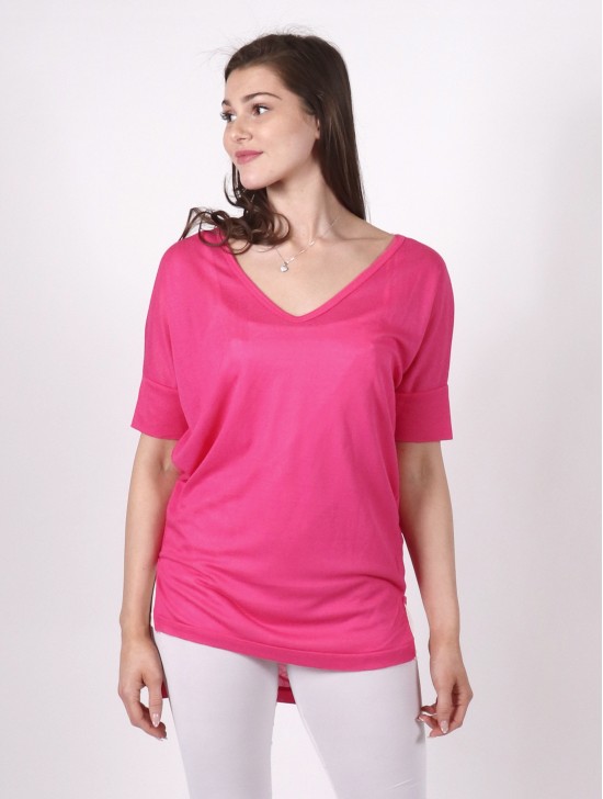 Breathable V Neck High-Low Short Sleeved Loose Top